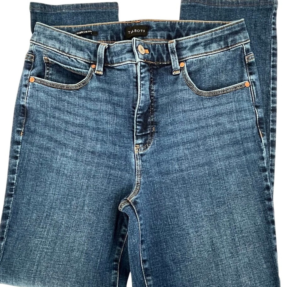 Talbots Straight Leg Jeans Women's Size 8 Blue Stretch Denim Classic Fit‎